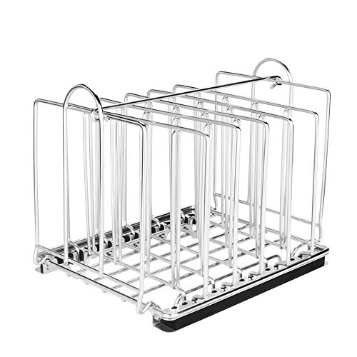 Book Cover EVERIE Weighted Sous Vide Rack Divider, Improved Vertical Mount Stops Wobbling, 5 Detachable Stainless Steel Dividers and 2 Built-in Holder Dividers