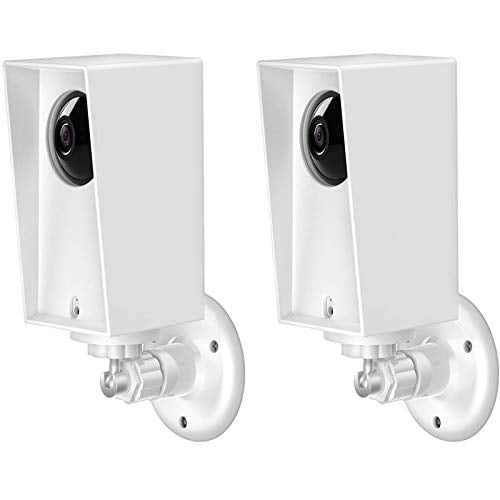 Book Cover Wyze Cam Pan Wall Mount, Weather Proof Anti-Sun Glare and UV Protection Outdoor/Indoor Adjustable Bracket with Protective Skin Case for Wyze Cam Pan 1080p Security Camera (White(2pack))