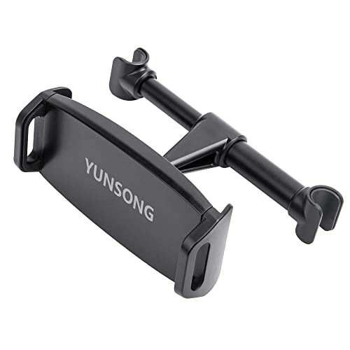 Car Headrest Mount, YUNSONG 360° Rotating Universal Tablet Holder Sedan Backseat Seat Mount for Phone 4.7"-13.5" in