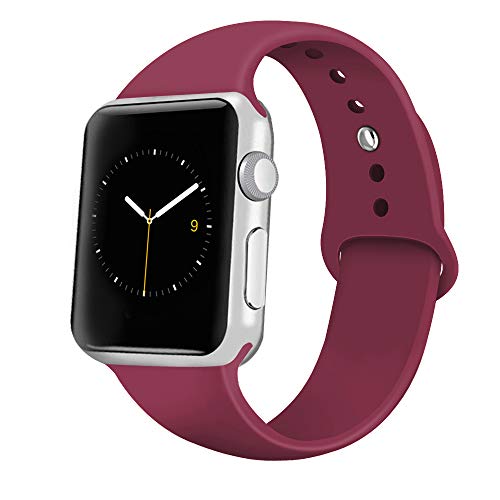 Book Cover iGK Sport Band Compatible with Apple Watch 38mm/40mm, Soft Silicone Sport Strap Replacement Bands for iWatch Apple Watch Series 4 Series 3, Series 2, Series 1 38mm/40mm Wine Red Small