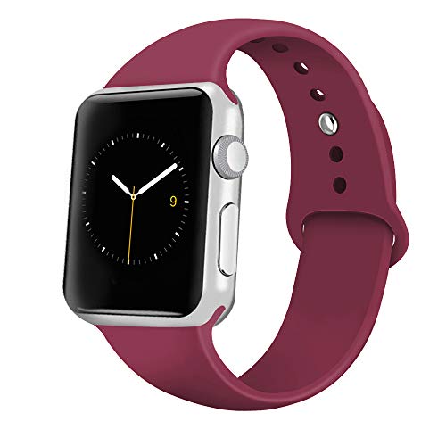 iGK Sport Band Compatible with Apple Watch 38mm/40mm, Soft Silicone Sport Strap Replacement Bands for iWatch Apple Watch Series 4 Series 3, Series 2, Series 1 38mm/40mm Wine Red Small