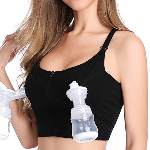 Hands Free Pumping & Nursing Bra, Lupantte X Structure Breastfeeding Bra for Holding Breast Pumps Like Spectra, Medela, Lansinoh, Philips Avent, Ameda, Bellababy,etc.(Medium)