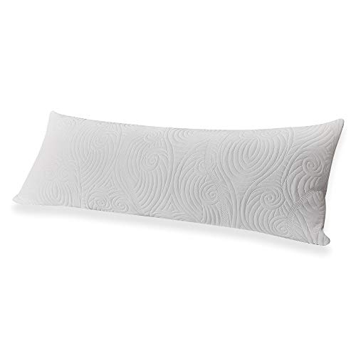 DOWNCOOL Body Pillow- Removable Zippered Bamboo Outer Pillow Cover- Breathable Bed Pillow for Long Side Sleeper- 20 x 54 inch