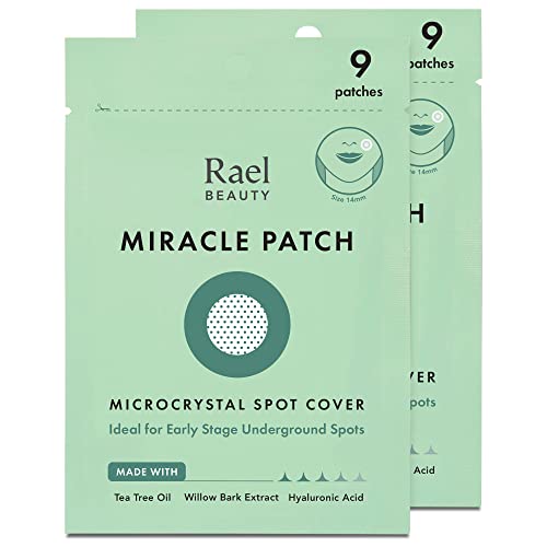 Book Cover Rael Microcrystal Acne Healing Patch - Pimple Acne Spot Tea Tree Treatment (2 Pack, 18 Patches)