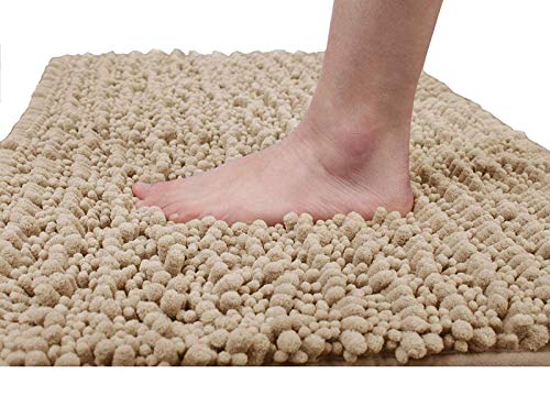 Yimobra Original Luxury Chenille Bath Mat, 31.5 X 19.8 Inches, Soft Shaggy and Comfortable, Large Size, Super Absorbent and Thick, Non-Slip, Machine Washable, Perfect for Bathroom, Pink