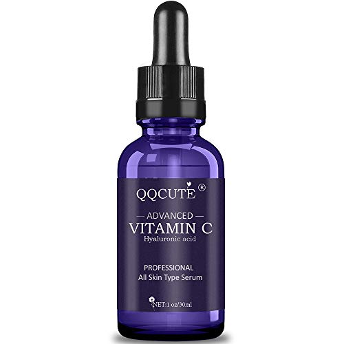 QQcute 30% Vitamin C Serum with Hyaluronic Acid, Organic Anti-aging Moisturizing Skin Care for Face and Neck with Natural Ingredients Eye & Facial Treatment Serum (1 Fluid Ounce)