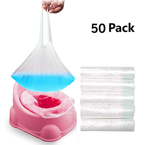 Potty Liners Disposable, Portable Baby Kids Potty Training Toilet Seat Potty Bags Universal Potty Chair Liner for Kids Toddler Adults Pets Outdoors Travel (50 Pack)