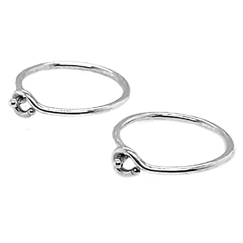 Fashion Art Jewelry 8mm Little Sterling Silver Round Snap Mini Hugger Sleeper Small Cartilage Helix Tragus Thin Earrings (Round | Smooth, 8mm | 22 GA)