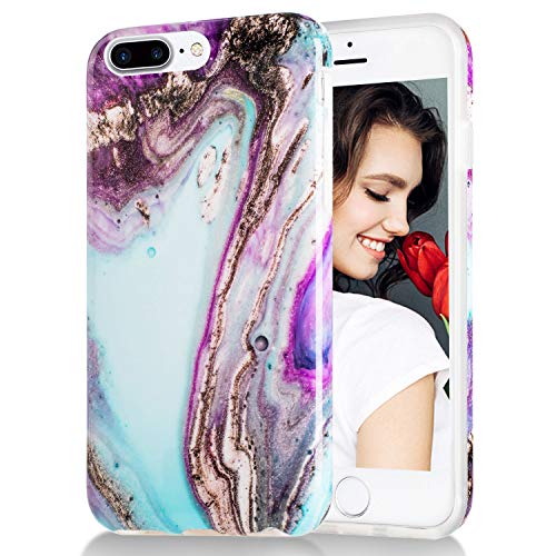 Book Cover iPhone 7 Plus Case,iPhone 8 Plus Case Colorful Marble,Slim Soft Flexible TPU Marble Pattern Cover for Apple iPhone 7 Plus/8 Plus