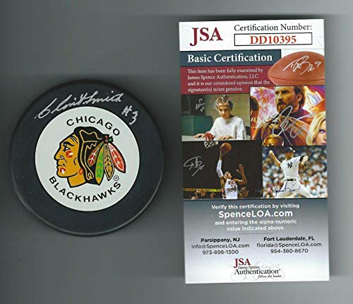 Clint Smith Autographed Hockey Puck - Chicago Blackhawks Trench Authenticated - JSA Certified - Autographed NHL Pucks