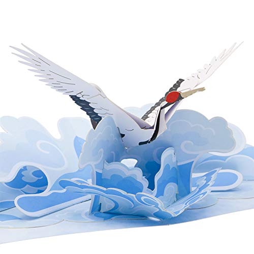Paper Love Japanese Crane Pop Up Card, 3D Popup Greeting Cards, For Mother's Day, Father's Day, Graduation, Spring, Valentines Day, Wedding, Anniversary, Birthday, Any Occasion