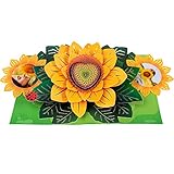 Paper Love Sunflower Pop Up Card, 3D Popup Greeting Cards, For Valentines Day, Mothers Day, Fathers Day, Graduation, Spring, Birthday, Any Occasion | With Message/Photo Insert | 5" x 7"