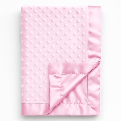 Pro Goleem Baby Soft Minky Dot Blanket with Silky Satin Backing Gift for Girls Best for Summerï¼ˆPink, 30â€™â€™ x 40â€™â€™ï¼‰