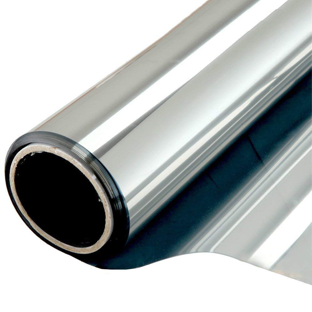 Window Film One Way Mirror Film Daytime Privacy Static Non-Adhesive Decorative Heat Control Anti UV Window Tint for Home and Office Silver 6 Mil 17.5 Inch x 6.5 Feet Silver 17.5 Inch x 6.5 Feet