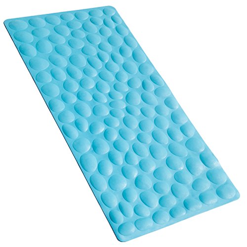 Book Cover OTHWAY Non-Slip Bathtub Mat Soft Rubber Bathroom Bathmat with Strong Suction Cups (Blue)