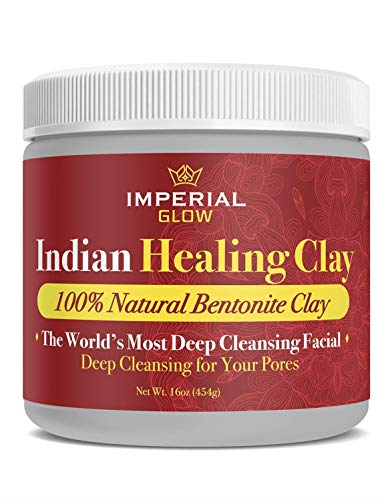 Book Cover Indian Healing Clay 1 Lb, Deep Pore Cleansing Face and Body Mask, Calcium Bentonite Clay Powder, Therapeutic Grade - 100% Natural & Organic Red Clay Detox Mask