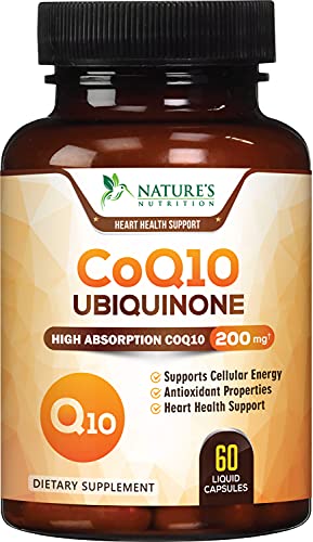 CoQ10 200mg Premium Ubiquinone Form - Heart Health Support and Cellular Energy Production Support - Extra Strength Q10 Coenzyme - Natural Antioxidant, High Absorption, and USA Bottled - 60 Capsules
