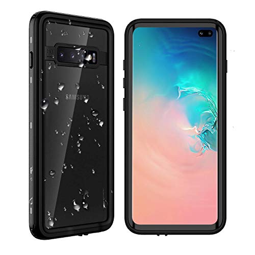 Book Cover ANERNAI Compatible Samsung Galaxy S10 Plus Waterproof Case, Clear Heavy Duty Built-in Screen Protector Full-Body Protection Shockproof Rugged Carrying Cover with Fingerprint ID