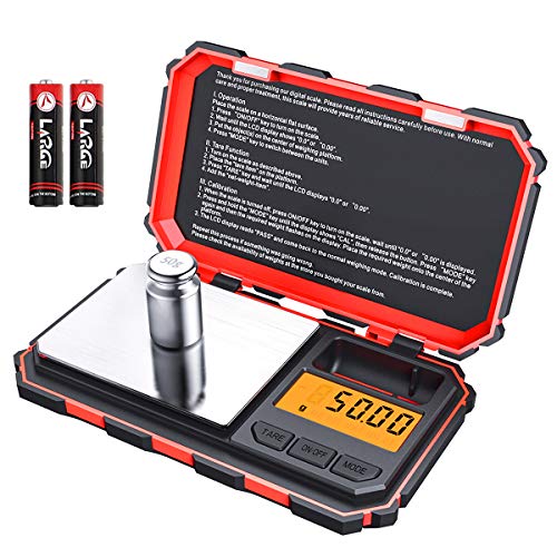 (New Version) Brifit Digital Mini Scale, 200g /0.01g Pocket Scale, 50g calibration weight, Electronic Smart Scale, 6 Units, LCD Backlit Display, Tare, Auto Off, Stainless Steel (Battery Included)