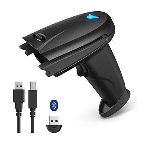 HooToo Bluetooth Barcode Scanner 2 in 1 Wireless and Wired 1D Bar Code Scanners with 32-bit Processor,750mAh Rechargeable Battery, Compatible with Inventory Systerms, MAC OS, iOS, Windows, Android