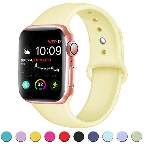 Book Cover DaQin Compatible with Apple Watch Band 40mm 38mm, Sport Replacement Bands for iWatch Series 4 Series 3/2/1,Milk Yellow, S/M