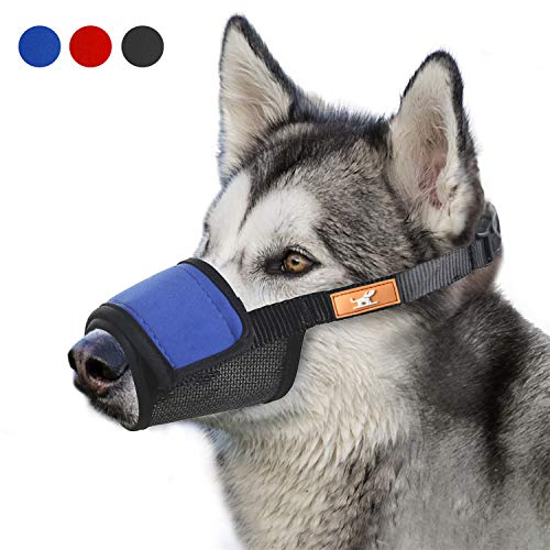 Dog Muzzle Cover with Dogs Hook & Loop for Small,Medium and Large Dogs, Anti Biting and Chewing, Adjustable, Breathable(XL,Blue)