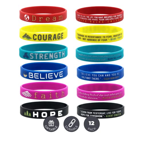 Inkstone Inspirational Quote Bracelets Dream Courage Strength Believe Faith Hope Silicone Rubber Wristbands