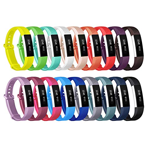 Book Cover Wekin Replacement Bands Compatible with Fitbit Alta and Alta HR, Breathable Sport Silicone Wristbands Bracelet Strap with Secure Metal Buckle for Woman Men Small Large