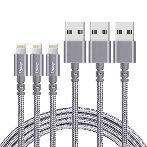 Qiangson Phone Charging Cable 3PACK 6ft Phone Cable Nylon Braided Charger Cable to USB Data Synchronization Cable Charger (Gray)