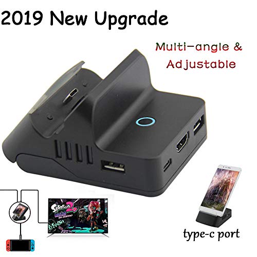 Switch TV Dock, Portable Adjustable Switch Charging Stand, Compact Switch to HDMI Adapter, Mini Multi-Angle Switch Docking Station with Extra USB 3.0 Port, Replacement Charging Dock for Nintendo Swit