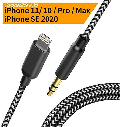 Topacom Aux Cord Compatible with iPhone 11 / Pro/Max/SE / 10 / XS/XR/X / 8/7 / Plus, 8 pin 3.5mm Audio Cable, 1/8 Car Aux Auxiliary Cord for Car Stereo, Headphone, Speaker, 3.3ft