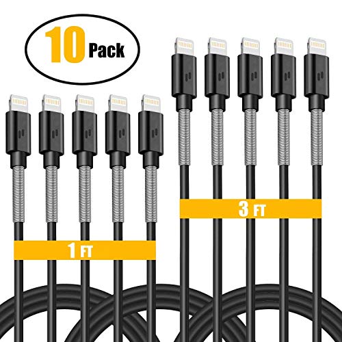 Puridea iPhone Case Cord, [3Ft X 5 + 7Inch X 5] Charger Cable [Max 2.4A] Compatible iPhone Case X 8 7 6S 6 Plus iPad 2 3 4 Mini, iPad Pro Air, iPodÂ Â 