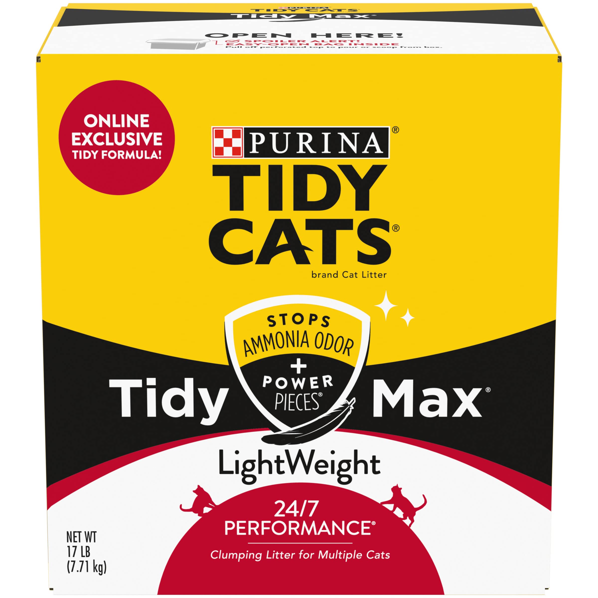 Purina Tidy Cats LightWeight Clumping Cat Litter, Tidy Max 24/7 Performance Multi Cat Litter - 17 lb. Box
