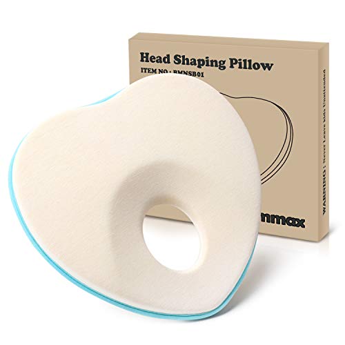Bammax Baby Pillow Newborn, Flat Head Baby Pillow Baby Head Shaping Pillow Soft Memory Foam Baby Sleeping Pillow Syndrome Prevention Head Support for Infant 0-12 Months