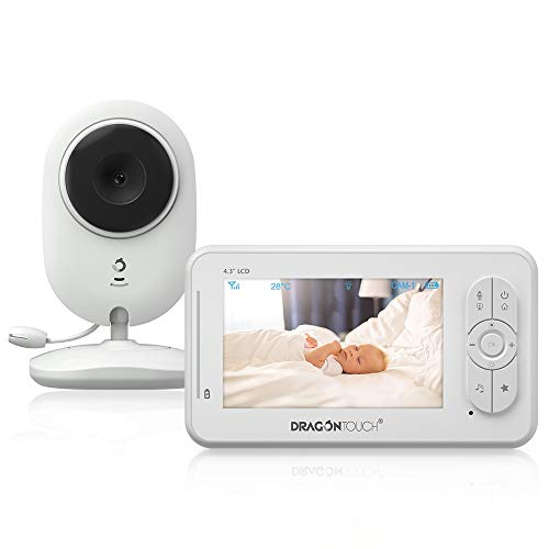 Baby Monitor, Dragon Touch DT40 4.3 Inch Video Baby Monitor with Camera, Infrared Night Version, Support Multi Cameras, Temperature Monitoring, Lullaby, Two-Way Audio and VOX Auto Baby Camera