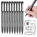 PANDAFLY Hand Lettering Pens, Calligraphy Brush Pen, 9 Size Art Markers Set for Beginners, Writing, Sketching, Art Drawings, Signature, Cartoon, Illustrations, Scrapbooking, Journaling (Black)