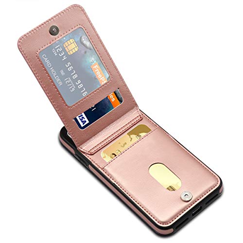 LakiBeibi for iPhone XR Cases, Premium Leather Anti-Scratch iPhone XR Wallet Case Card Slots Folio Flip Shockproof Protective Case for iPhone XR Case 6.1 Inch (2018) - Rose Gold