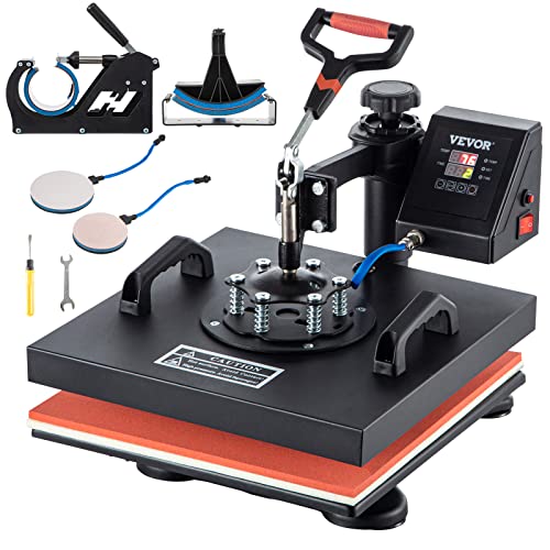 VEVOR Heat Press 15x15 Inch Heat Press Machine 5 in 1 Multifunctional Sublimation Dual LED Display Heat Press Machine for t Shirts Swing Away Design