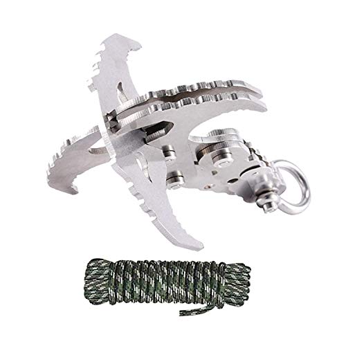Mutifunctional Gravity Hook-Folding Grappling Hook,Stainless Gravity Carabiner with Serrated Mechanical Claws for Outdoor Survival,Utilitarian Hiking Camping Climbing Tool