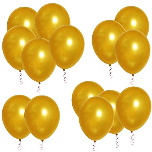Warmadorn Pack of 100 Gold Balloons for Party Wedding Theme Decoration Arch Supplies, 10 Inch (Gold)