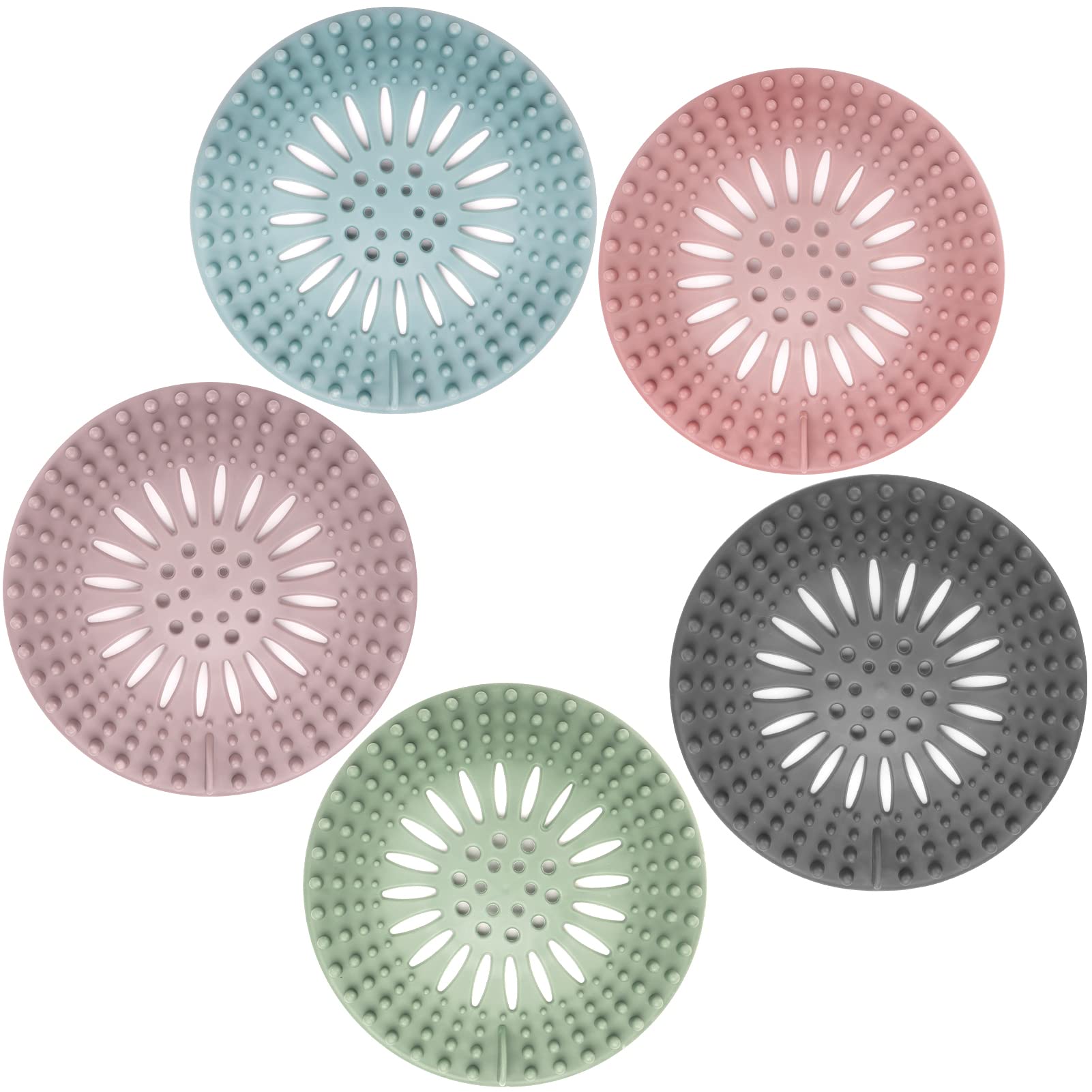 Hair Catcher Shower Drain Durable Silicone Hair Stopper Shower Drain Cover Hair Trap Easy to Install and Clean Suit for Bathroom Bathtub Tub and Kitchen 5 Pack Pack of 5