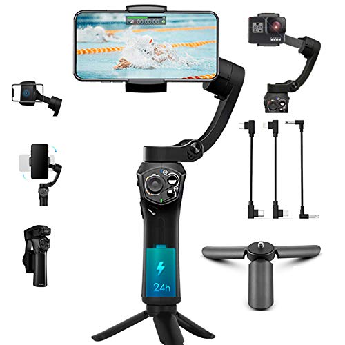 Snoppa Atom 3-Axis Foldable Pocket Sized Handheld Gimbal Stabilizer 310g Payload for iPhone 12 11 PRO MAX X XR XS Smartphone Wireless Charging & 24 H Running time