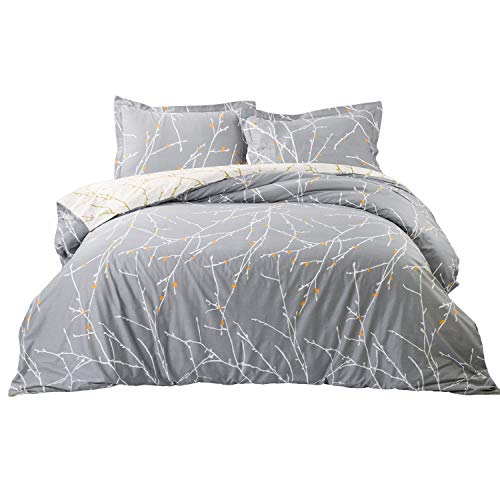 Bedsure Duvet Cover Set with Zipper Closure-Black/Ivory Printed Pattern,King (104 x 90 inches)-3 Pieces (1 Duvet Cover + 2 Pillow Shams)-110 GSM Ultra Soft Hypoallergenic Microfiber