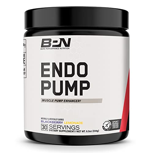 BARE PERFORMANCE NUTRITION Endo Pump Muscle Pump Enhancer, L-Citrulline, NO3-T Betaine Nitrate & VasoDrive-AP Hydrolyzed Casein Tripeptides (30 Servings, BlackBerry Lemonade)