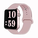 VATI Sport Band Compatible for Watch Band 38mm 40mm, Soft Silicone Sport Strap Replacement Bands Compatible with Watch SE/6/5/4/3/2/1, 38MM 40MM S/M (Pink Sand)