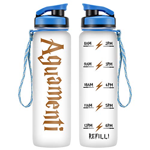LEADO 32oz 1Liter Motivational Water Bottle w/Time Marker - Aguamenti, HP Merchandise - Funny Mothers Day, Potterhead Birthday Gifts for Women, Men, Friends, Mom, Daughters, Sister, Wife, Dad, Husband