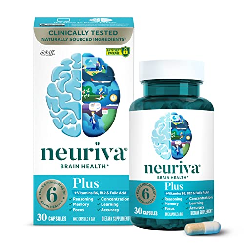 Book Cover NEURIVA Plus Brain Supplement for Memory and Focus Clinically Tested Nootropics for Concentration for Mental Clarity, Cognitive Enhancement Vitamins B6, B12, Phosphatidylserine 30 Capsules