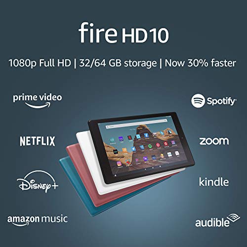 Fire HD 10 Tablet (10.1" 1080p full HD display, 32 GB) – Black – Without Lockscreen Ads (2019 Release)