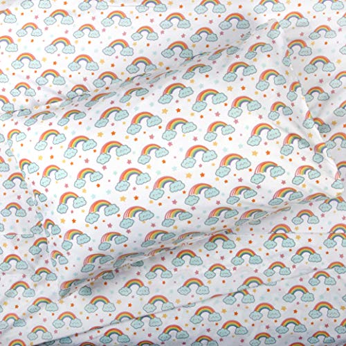 Kids Rule 3-Piece Rainbow Sheet Set | 1 Twin Flat Sheet, 1 Twin Fitted Sheet & 1 Queen Pillowcase | 100% Softly Brushed Microfiber Polyester | Soft, Smooth & Durable | Ideal for Kids | Multicolor