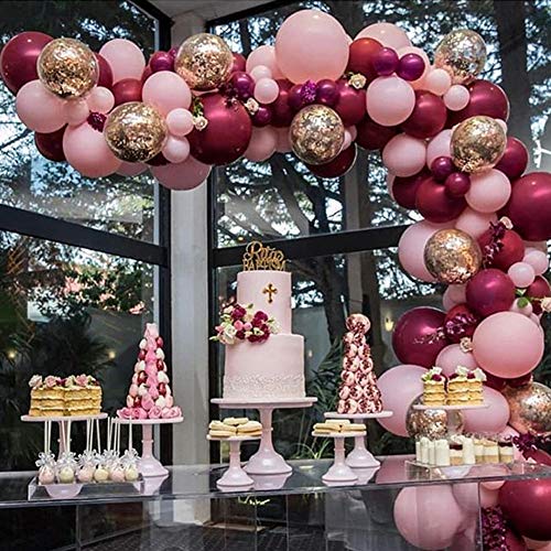 Burgundy Balloons Pink Gold Confetti Balloons Garland Burgundy and Gold Party Decorations Burgundy and Gold Wedding Decorations